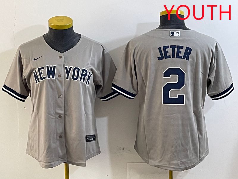 Youth New York Yankees #2 Jeter Grey Game 2025 Nike MLB Jersey style 5->youth mlb jersey->Youth Jersey